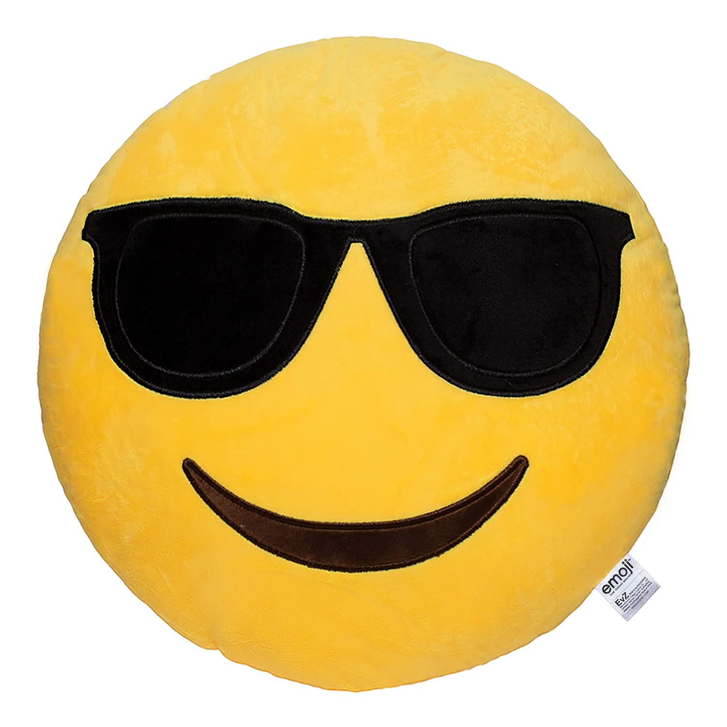 Evz Emoji Sunglasses Face Emoticon Cushion Stuffed Plush Soft Pillow, Official Certified, 32Cm Yellow